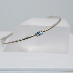Blue Topaz Station Bangle in Sterling Silver